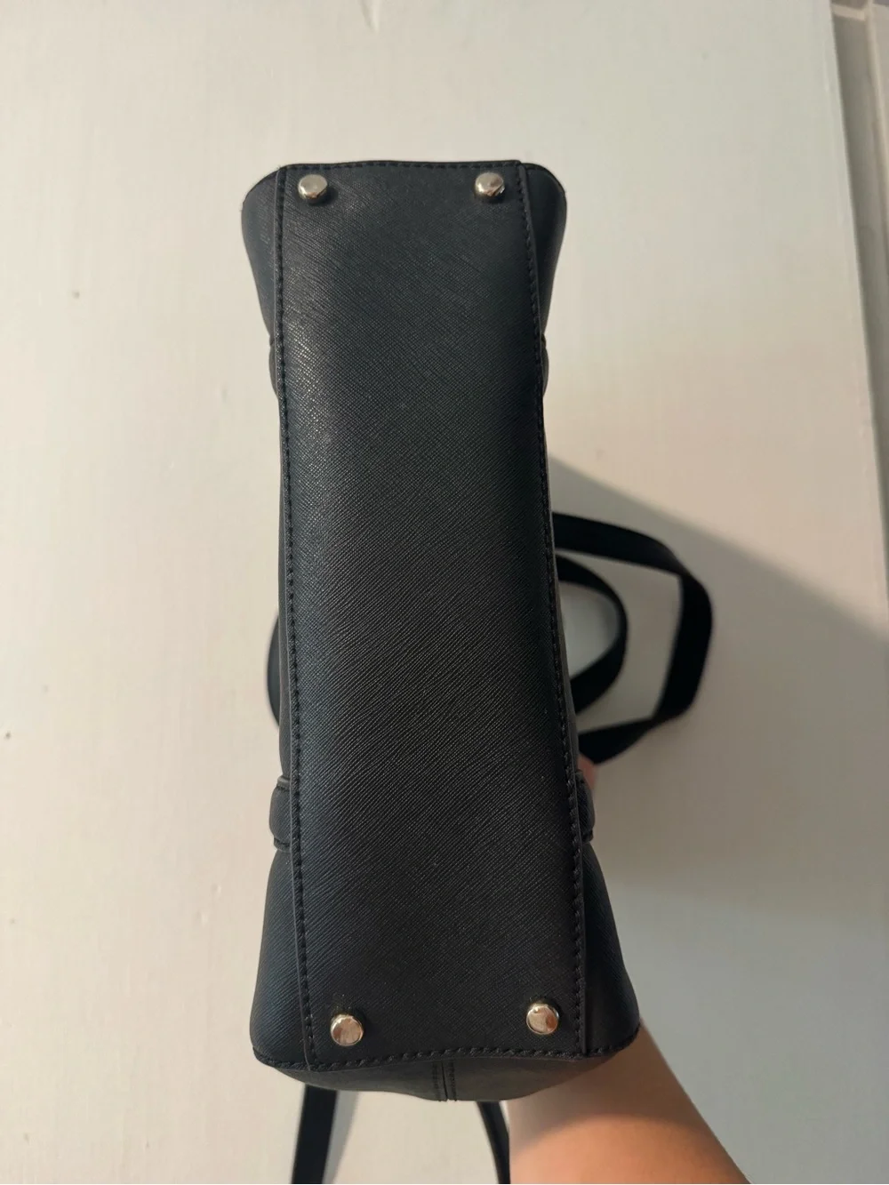 kate spade Black Leather Top-Handle Satchel with Gold Hardware